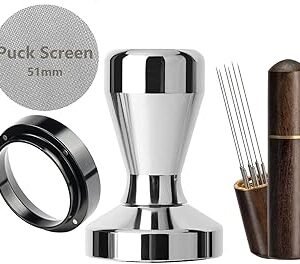 Espresso Tamper 58mm – Fits Breville Dual Boiler, Oracle & E61 Portafilter – Compatible With Rocket, Gaggia Classic, Rancilio Silvia – Spring Loaded Calibrated Self Leveling Coffee Tamper Tool